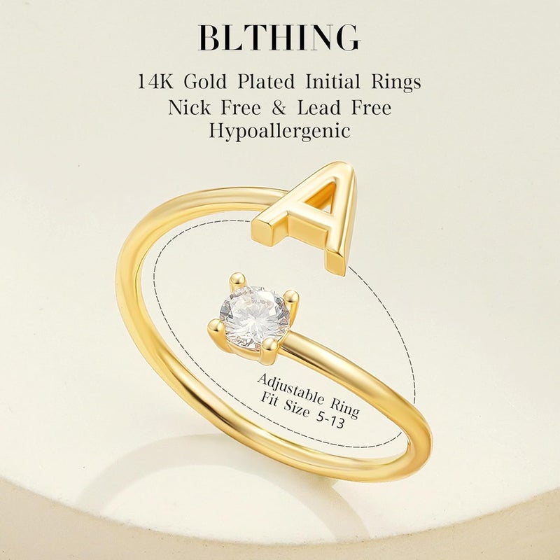 BLThing Store Initial Rings for Girls Kids Women - Dainty 14K Gold Plated Dainty A - Z Initial Letter Rings No Tarnish Teen Girls Gifts Trendy Stuff Birthday Gifts for 5 6 7 8 9 10 Year Old Girl - Image 5
